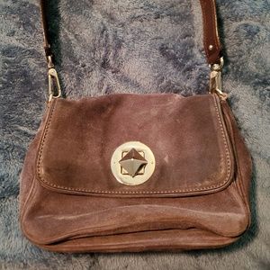 Nicole Miller Grey Suede Bag with Leather Strap